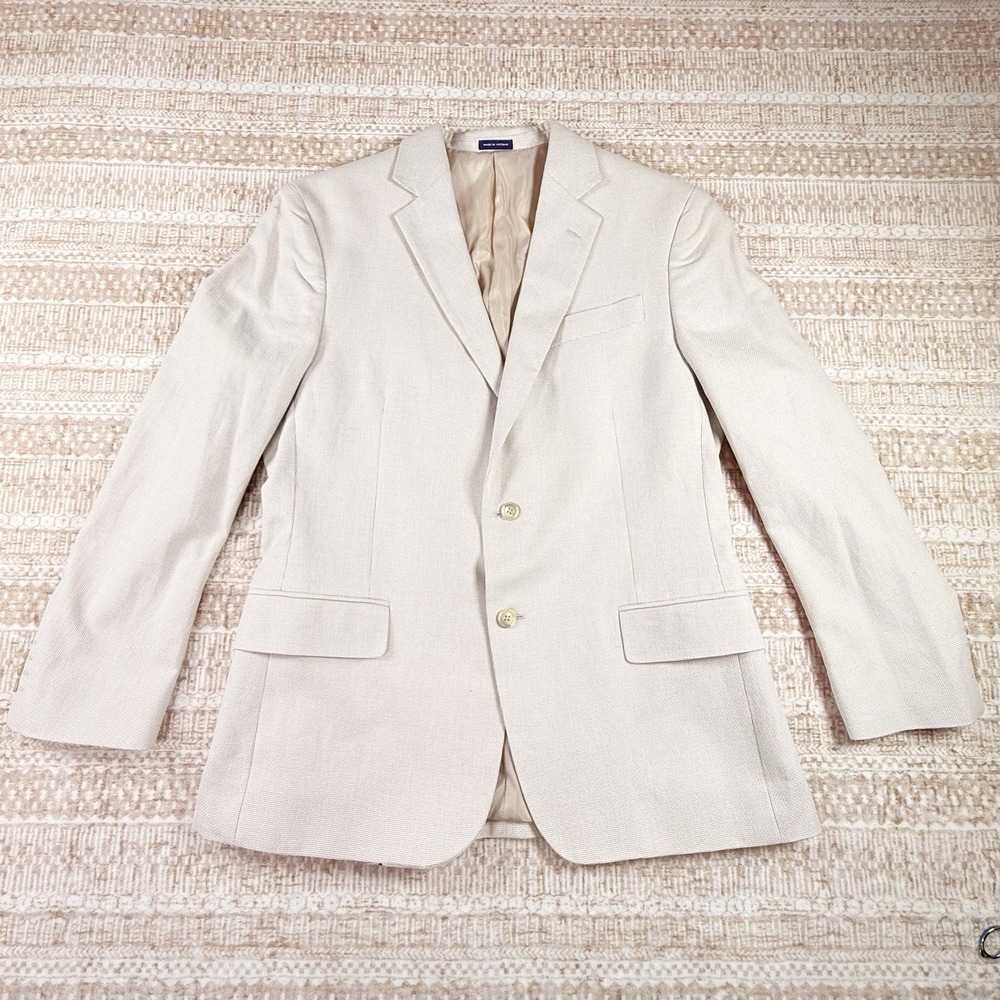 Stafford Men's Classic Fit Blazer Jacket size 42 R Beige 100% Cotton